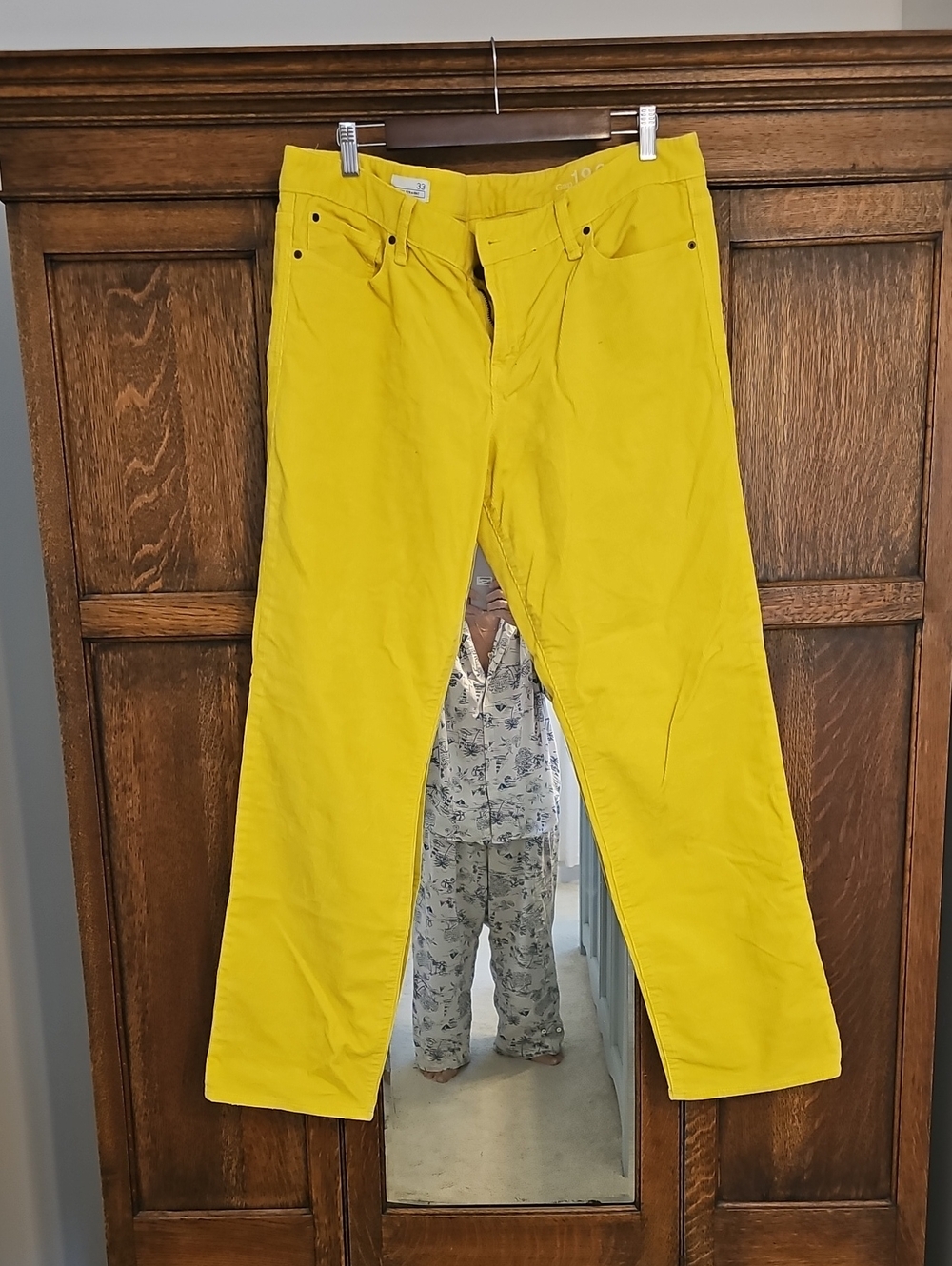 Gap Womans Bright Yellow Cordaroy Pants - Classic Straight Fit